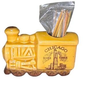 Vintage Chicago Sears Tower Train Toothpick Holder Ceramic Locomotive Made Japan